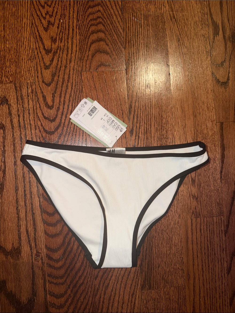 H&M White Bikini Bottom with Black Piping